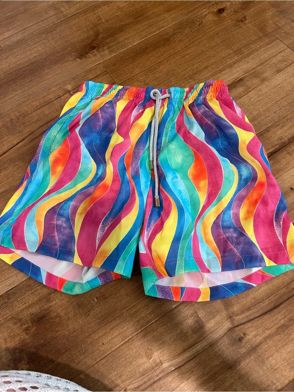 Kenny Flowers Rainbow Wave Print Swim Shorts